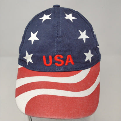 USA American Flag Strapback Hat Multi OSFA Adjustable Embroidered