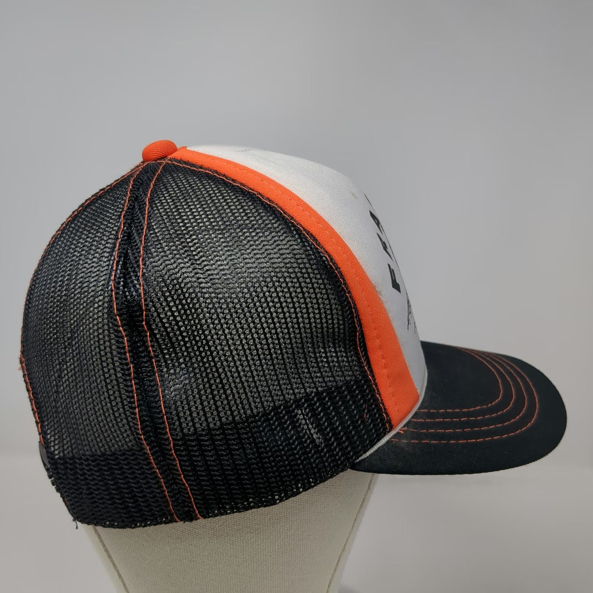 Trucker Hat Black One Size Frasure Construction Mesh Snapback Graphic Print Hat