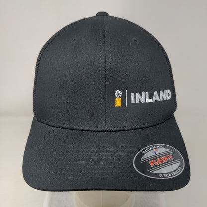 Inland Fitted Mesh Back Trucker Hat Black One Size Embroidered Flexfit