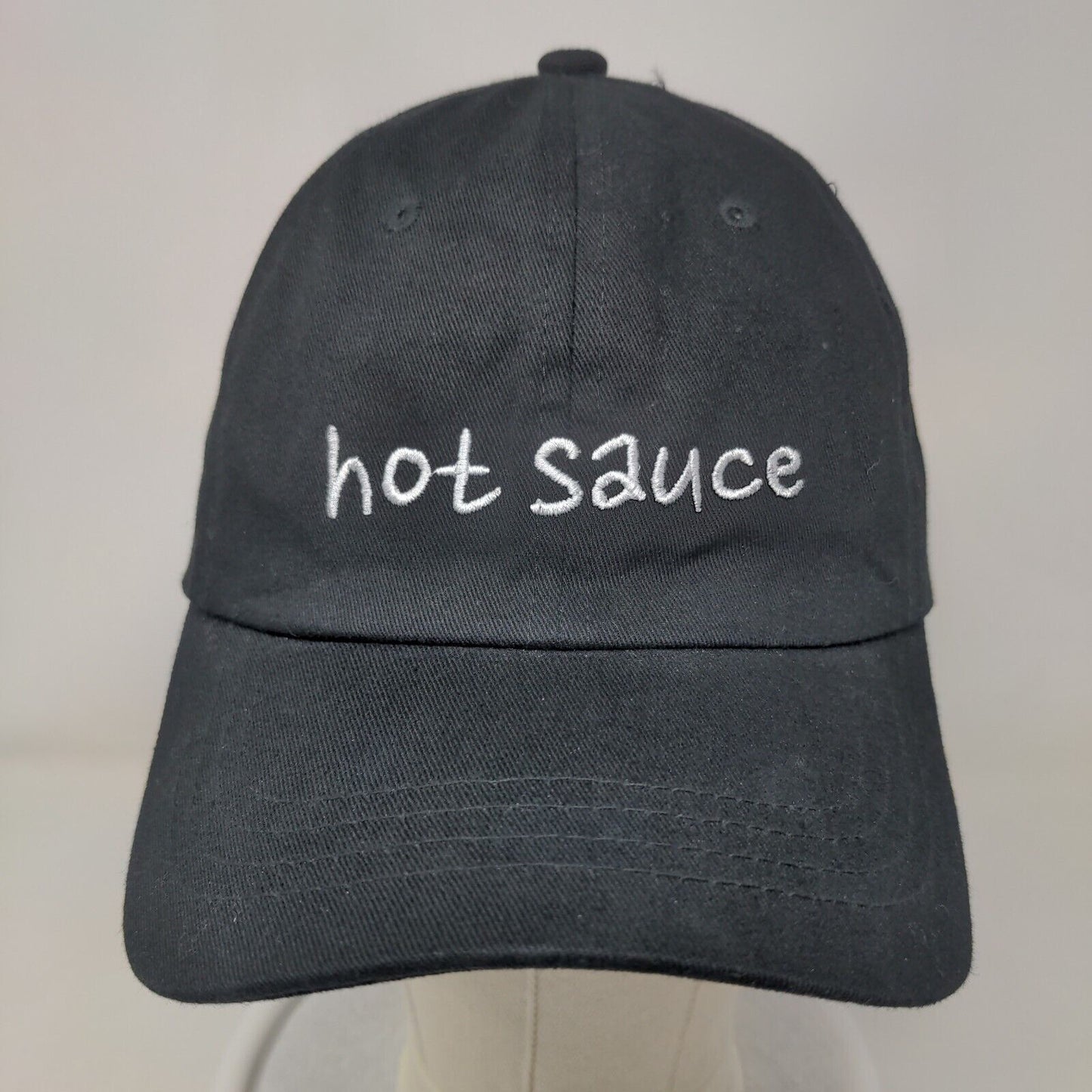 Hot Sauce Slideback Hat Black One Size Adjustable Embroidered Vented Holes