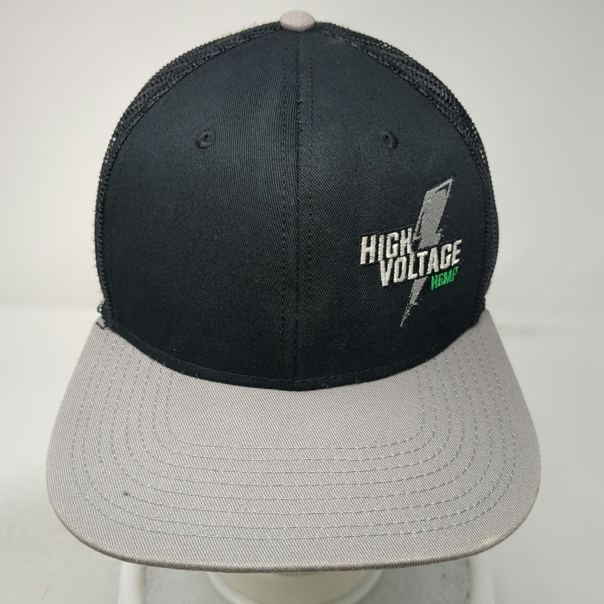 OTTO Trucker Hat Black One Size High Voltage Hemp Mesh Snapback Lightning Bolt