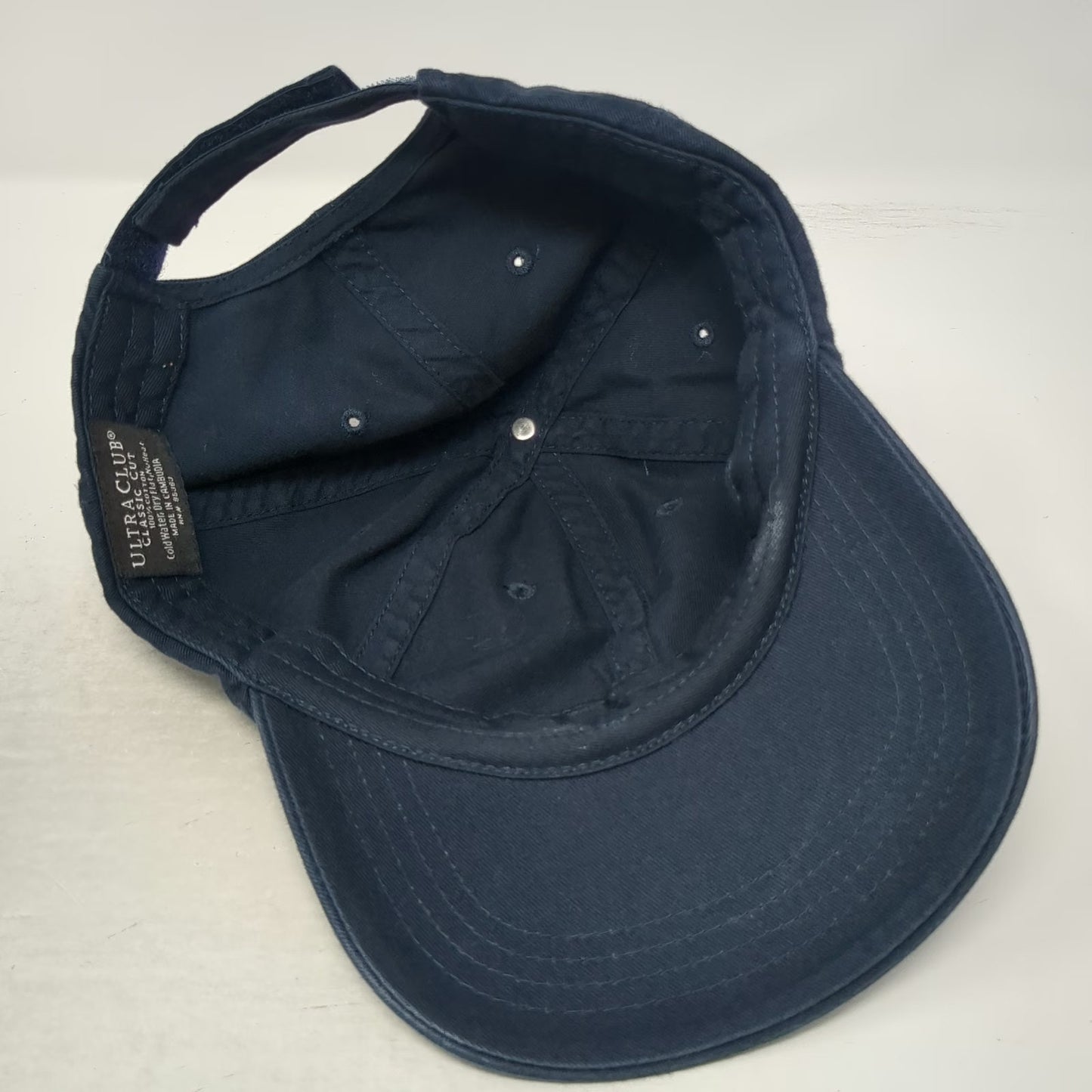 UltraClub Baseball Cap Blue One Size Adjustable Strapback 100% Cotton Hat