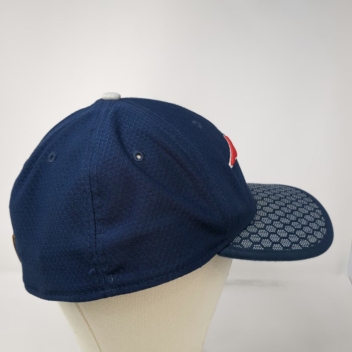 New Era New England Patriots NFL Blue One Size Cap Stretch Fit Hex Brim Logo Hat
