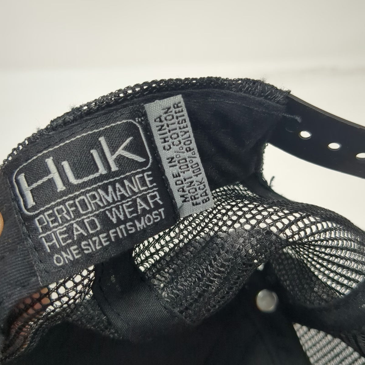 Huk Trucker Hat Black One Size Performance Fishing Mesh Snapback Camo Patch