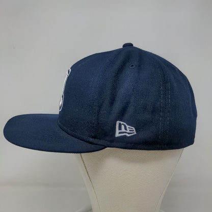 New Era Men's Fitted Flat Bill Hat Blue 7 3/8 Atlanta Braves Cooperstown Logo