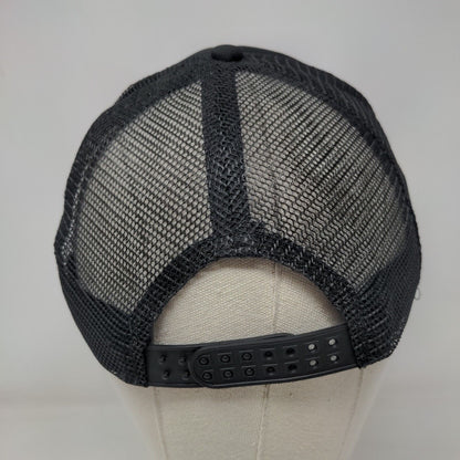 Emoto Snapback Mesh Back Trucker Hat Black One Size Solid Embroidered