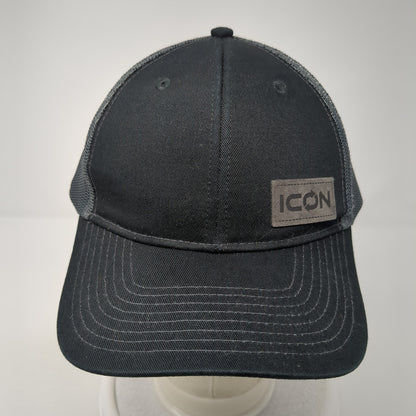 Icon Snapback Mesh Back Trucker Hat Black Patch Logo Poly Cotton Blend