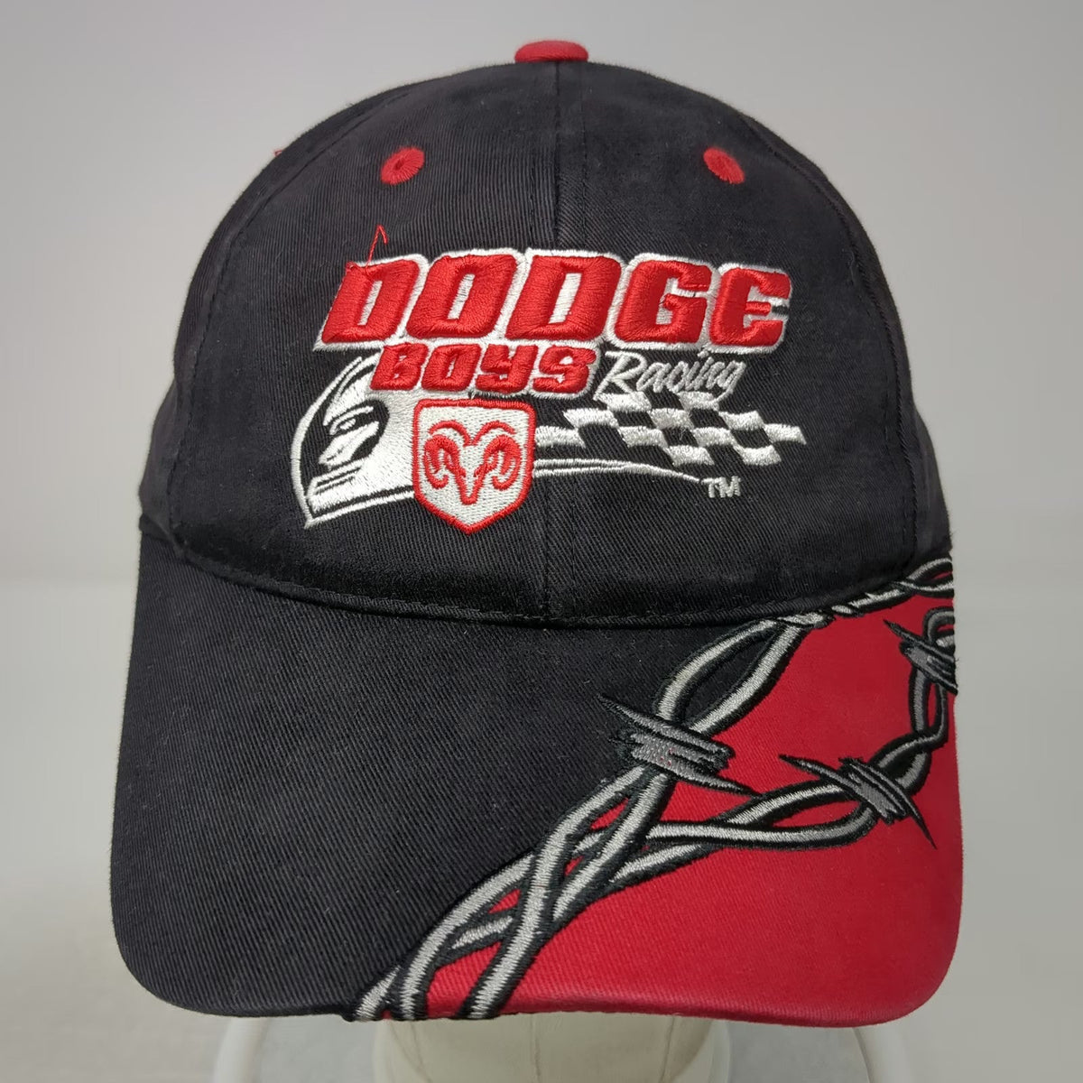 Checkered Flag Sports Dodge Boys Racing Baseball Cap Black OSFM Barbed Wire Hat