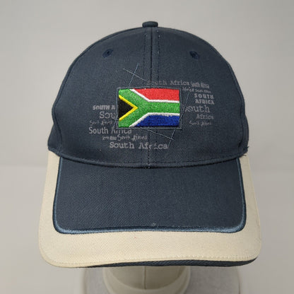 South Africa Strapback Hat Blue One Size Adjustable Embroidered 6 Panel Cotton