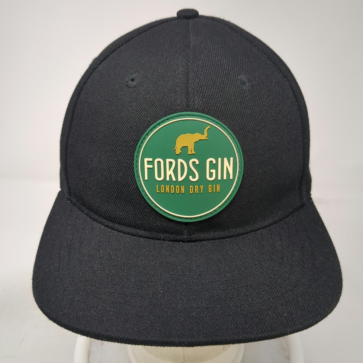 Fords Gin Snapback Black One Size London Dry Gin PVC Patch Logo Elephant hat