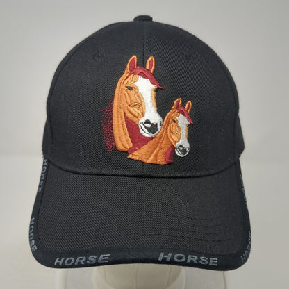 Horse Strapback Hat Black One Size Embroidered Adjustable Vent Holes