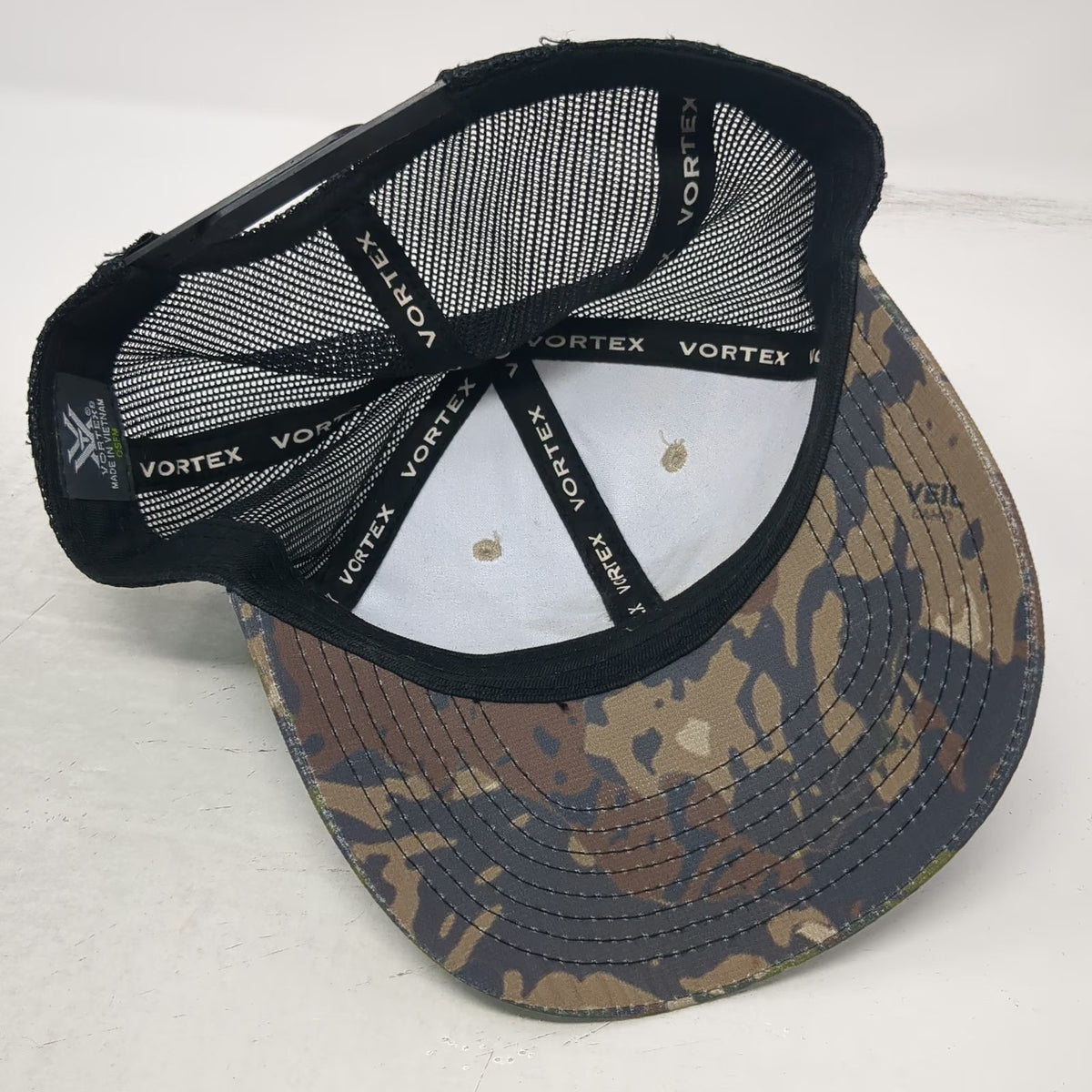 Vortex Optics Trucker Hat Brown Camo One Size Snapback Mesh Raised Rubber Logo