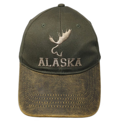 ACE USA Green Alaska Moose Embroidered Distressed Baseball Cap One Size Hat