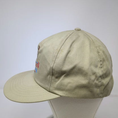 American Sportsman 5 Panel Hat Beige Snapback Buck Bass Made in USA Vintage