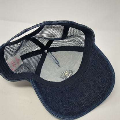 Daisy Snapback Mesh Back Trucker Hat Blue One Size Denim No Boundaries