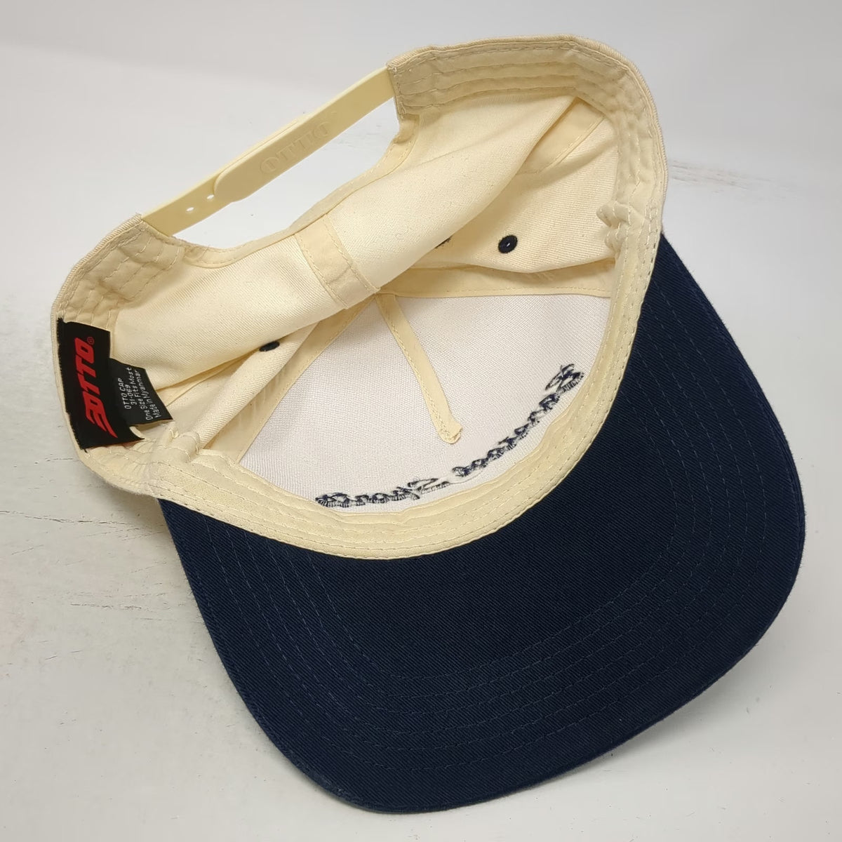 OTTO Snapback Hat One Size Beige Blue Barstool Sports 2003 Script Embroidery