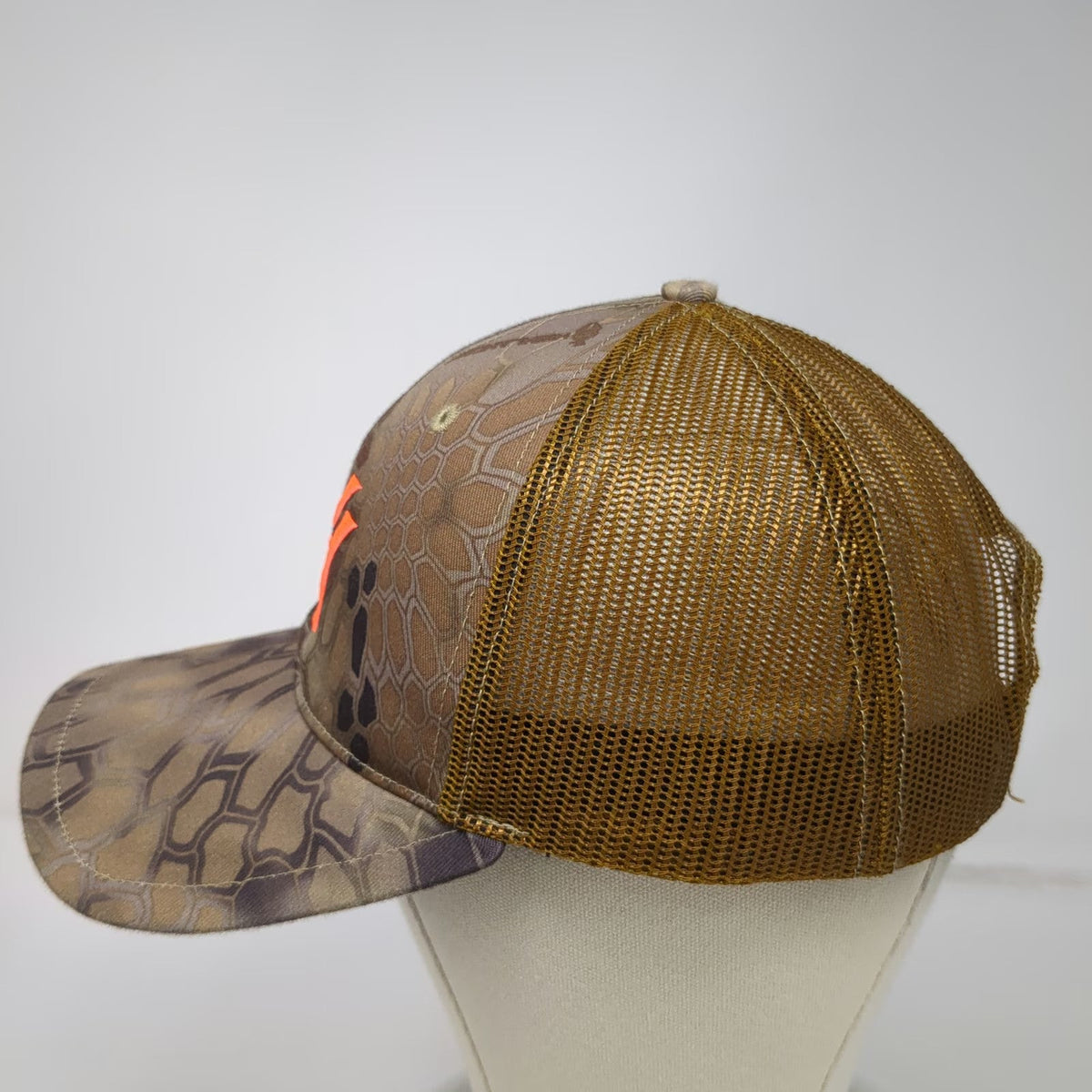 Vortex Trucker Hat Brown Orange One Size Camo Mesh Snapback Richardson Logo V