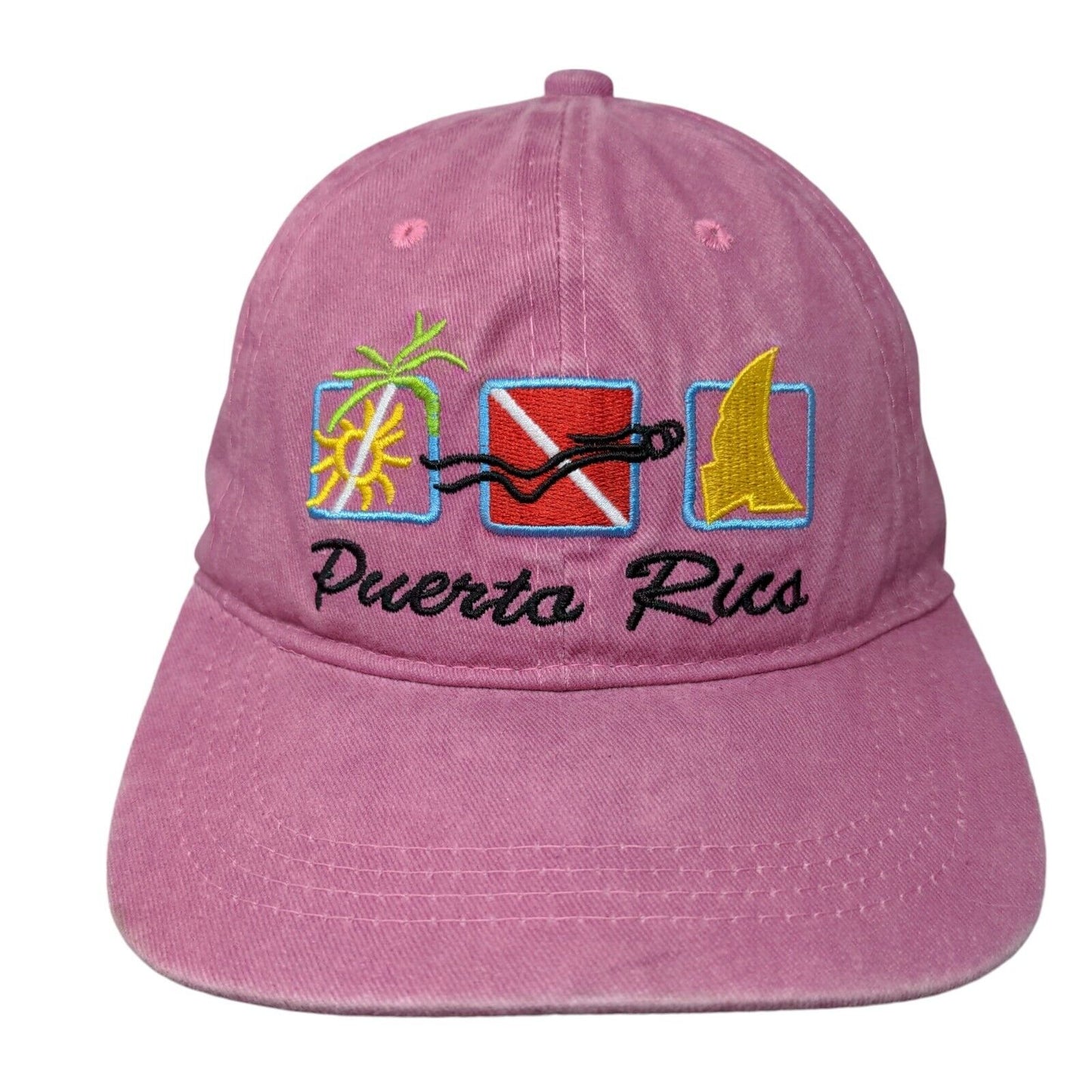 Puerto Rico Strapback Hat Pink One Size Embroidered Adjustable