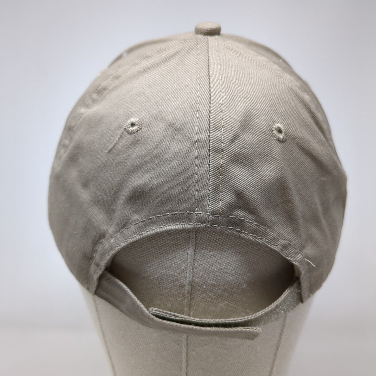 Happy Husky Strapback Hat Tan OSFA Adjustable Embroidered Port & Company Cotton