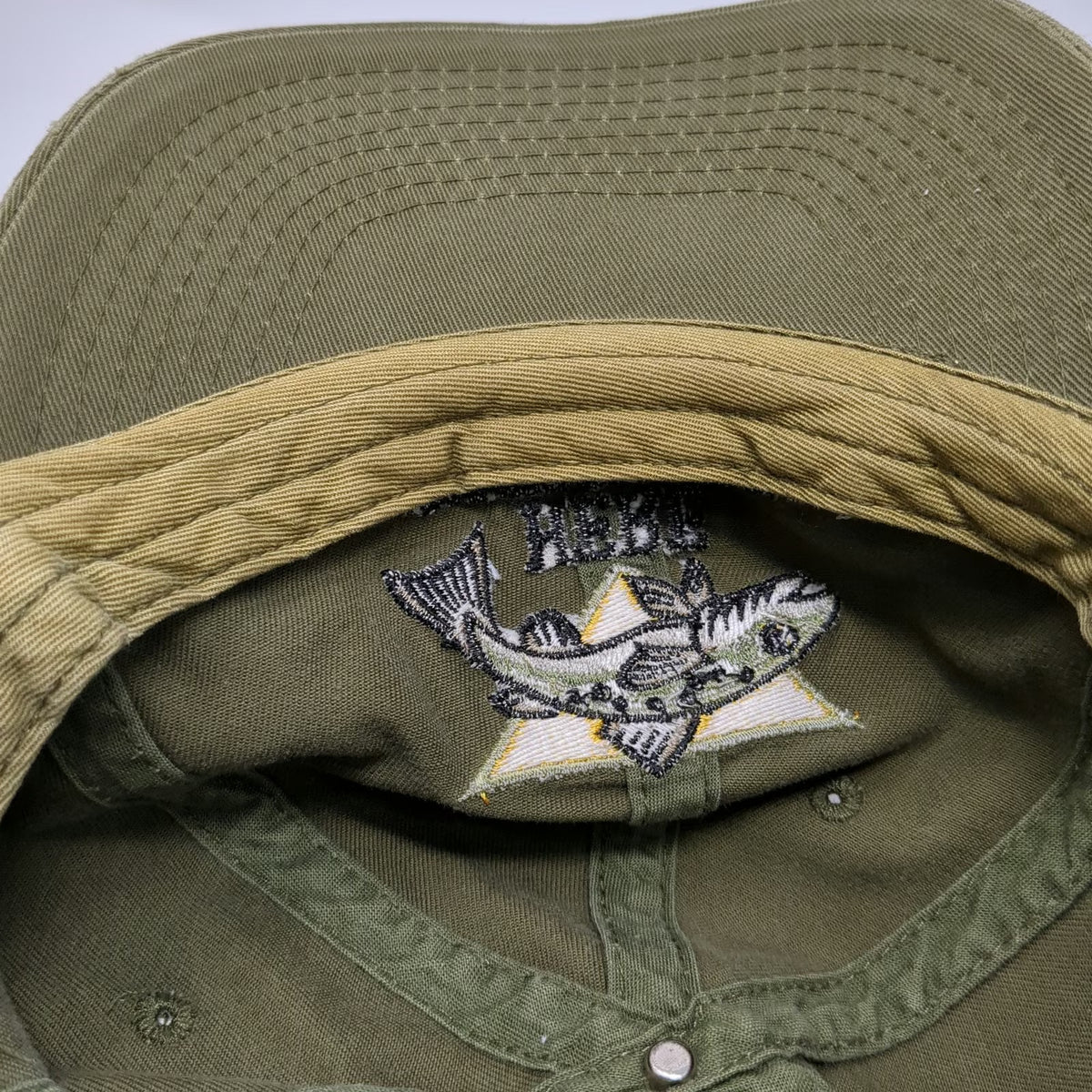 Drew Pearson Baseball Cap Green OS Here Fishy Fishy Fishy Slideback Fishing Hat