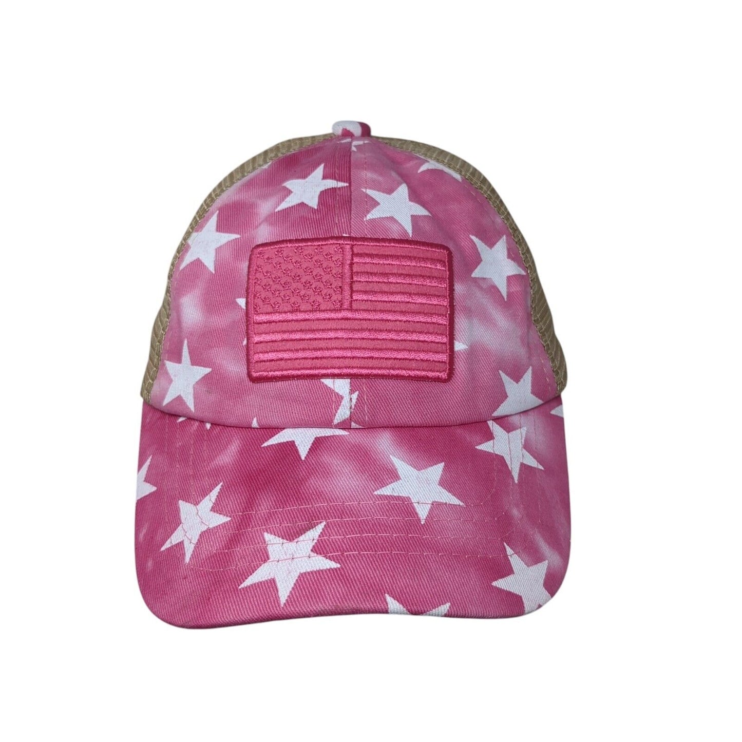 American Flag Strapback Trucker Hat Multi Kids Mesh Back Ponytail