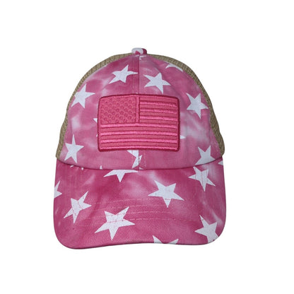 American Flag Strapback Trucker Hat Multi Kids Mesh Back Ponytail