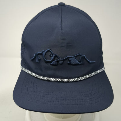Mountainland Supply Co Trucker Hat Blue One Size Rope Mountain Logo Perforated