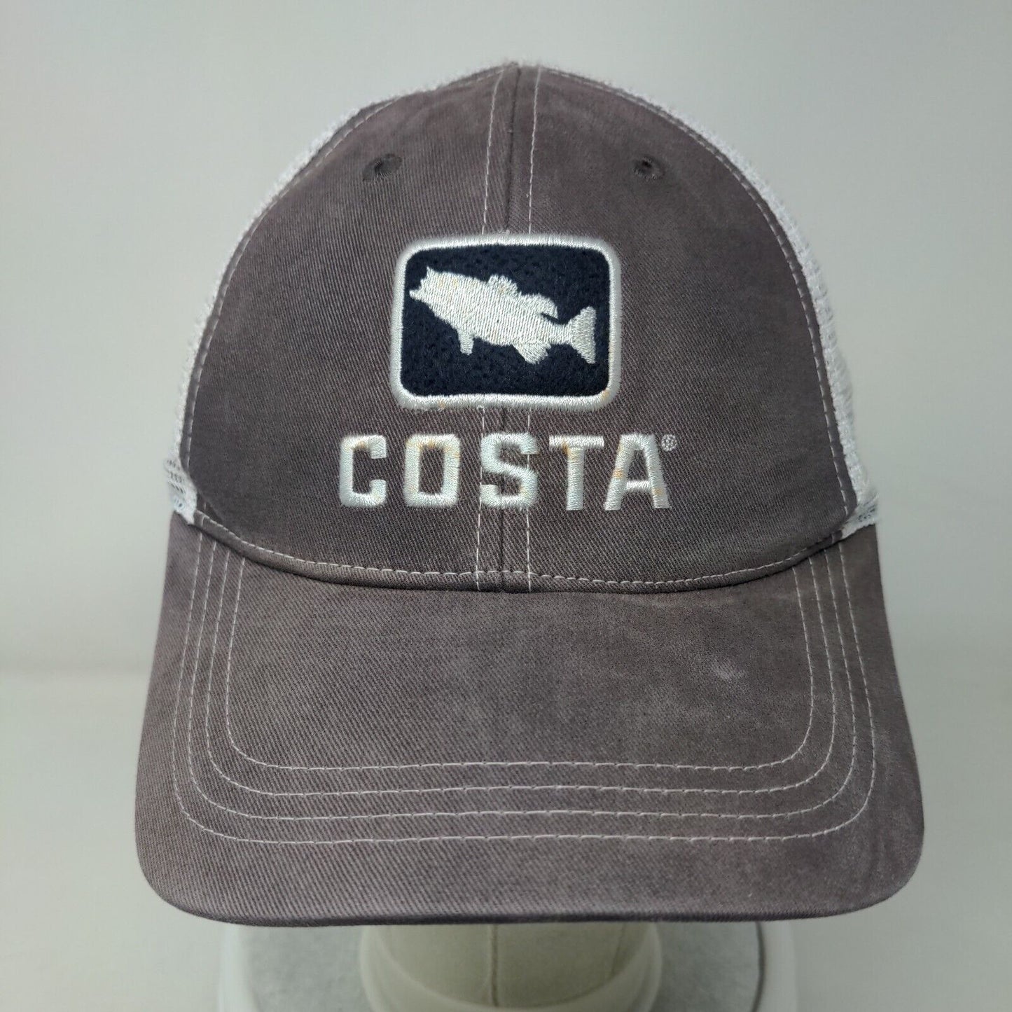 Costa Del Mar Fish Snapback Mesh Back Trucker Hat Blue One Size Embroidered