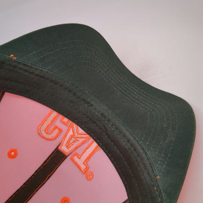 Caterpillar CAT Baseball Cap Orange One Size Tonal Logo Strapback Green Brim Hat