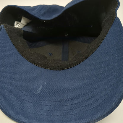 Athletic Works Baseball Cap Blue M Blank Fitted Performance Mesh Stretch Fit Hat
