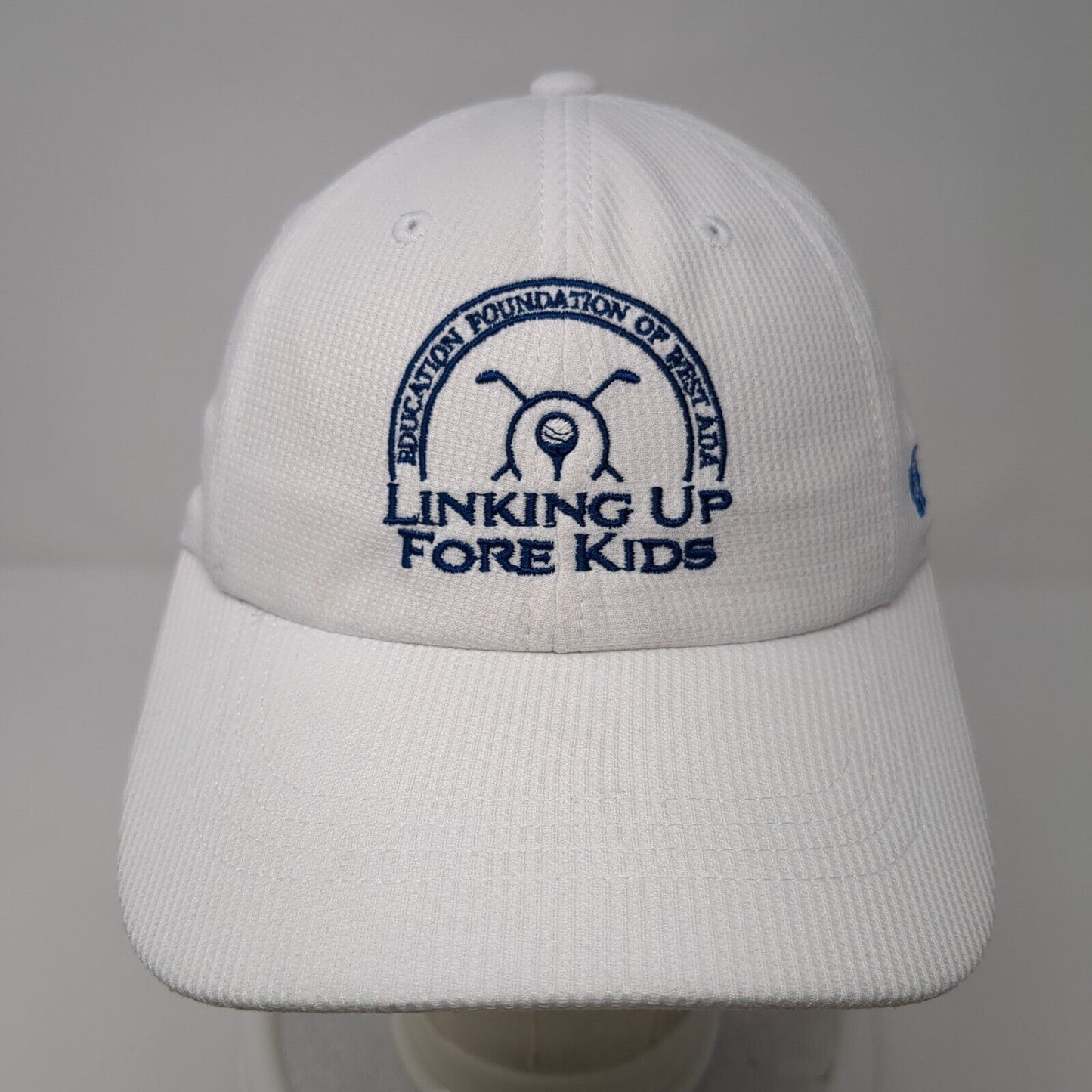Linking Up Fore Kids Strapback Hat White One Size 6 Panel Port Authority