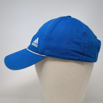 Adidas Baseball Cap Blue One Size Embroidered Logo White Piping Slideback Hat
