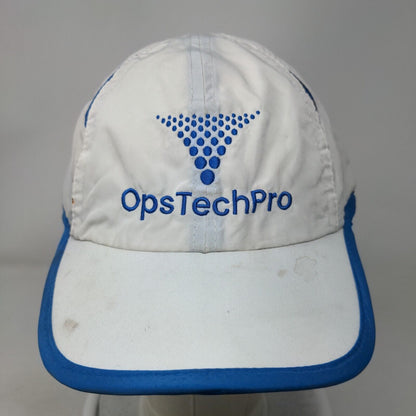 OpsTechPro Strapback Hat White OSFM Embroidered Mesh Trim Hit Wear