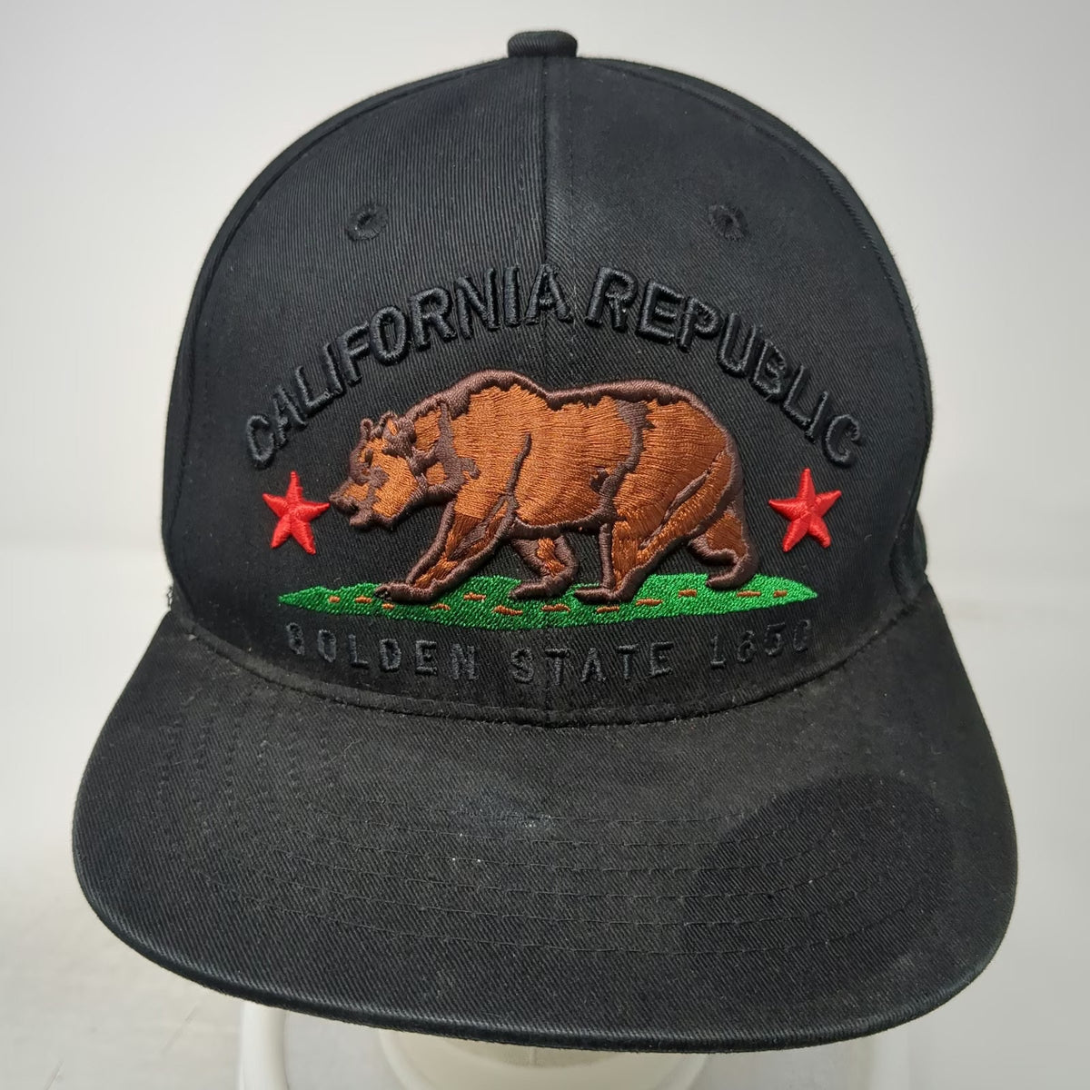 Wynn California Republic Snapback Hat Black OSFM Bear Under Brim Graphic Logo