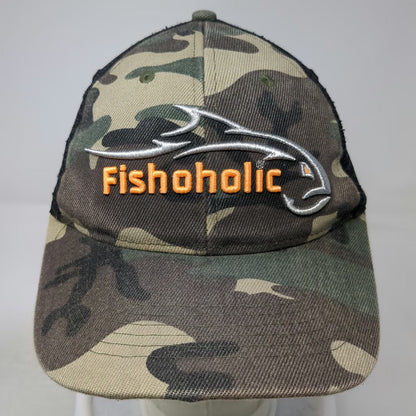 Fishoholic Trucker Hat Green Black One Size Camo Snapback Bend Your Rod Fishing