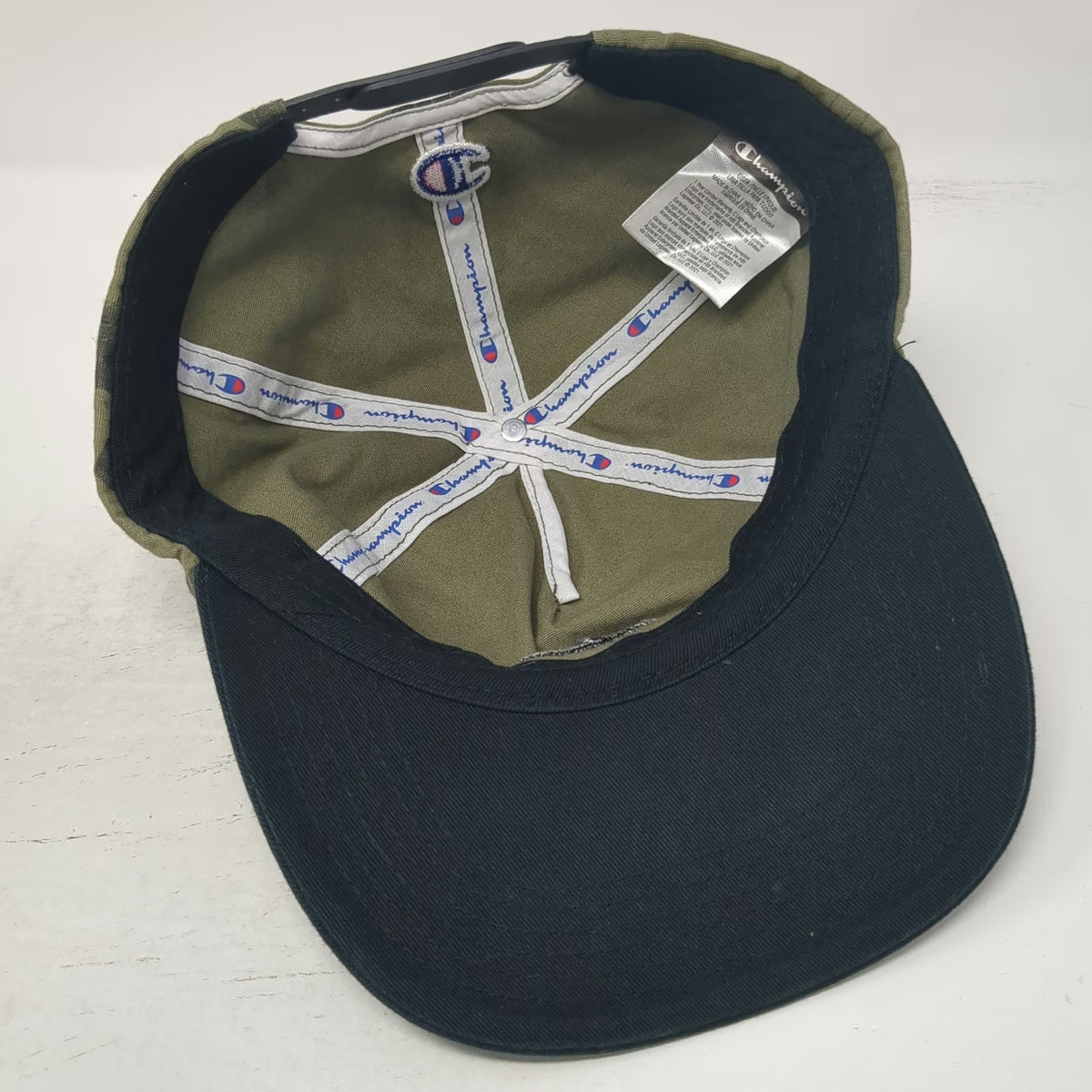 Champion 5 Panel Green Black OSFM Camo Flat Brim Snapback Cotton Hat Streetwear