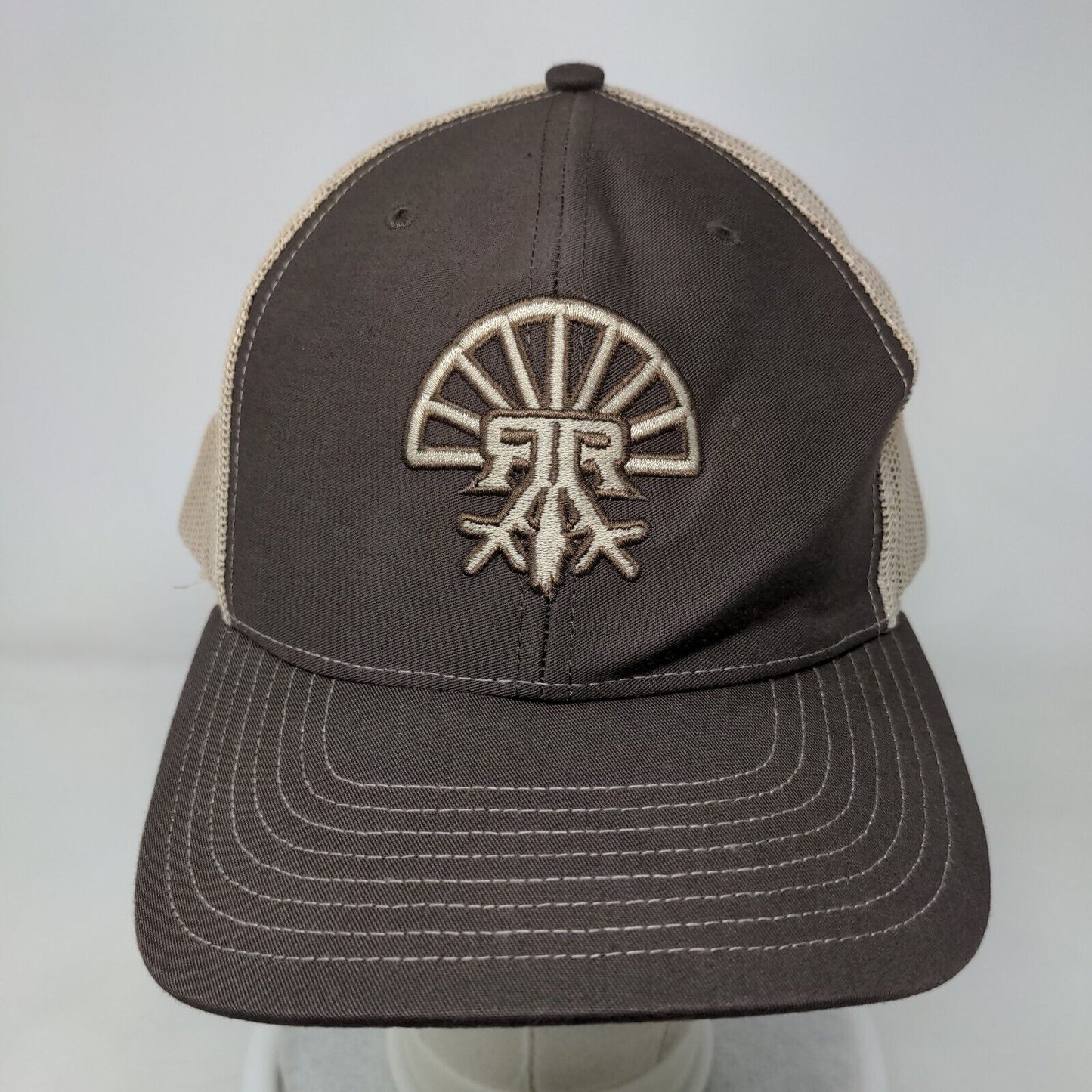 Richardson Snapback Trucker Hat Brown One Size Adjustable Embroidered Mesh Back