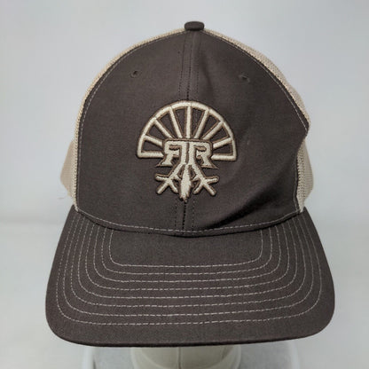 Richardson Snapback Trucker Hat Brown One Size Adjustable Embroidered Mesh Back