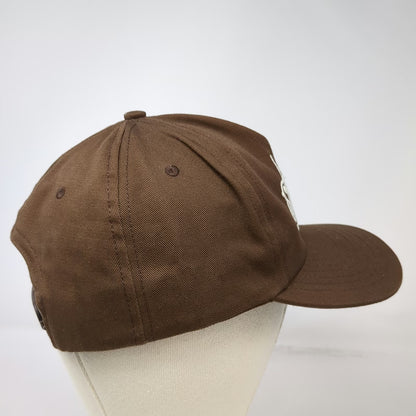 Strawberry 5 Panel Brown White One Size Snapback Mountain Logo Flat Brim Hat