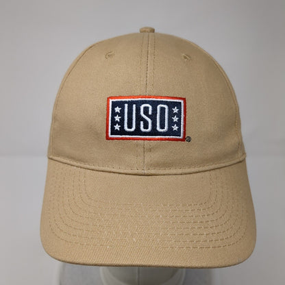 USO Support Our Heroes Slideback Hat Tan OS Adjustable Embroidered Patriotic