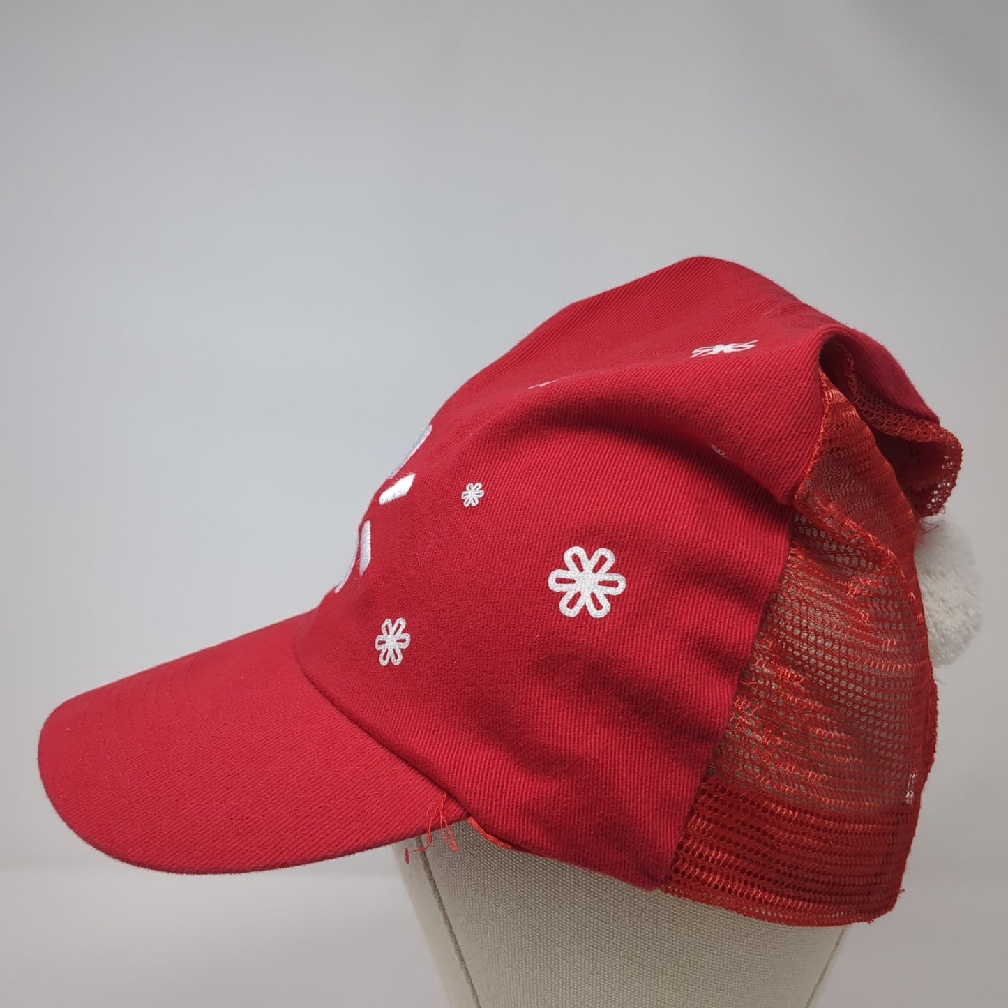 Walmart Pom Pom Santa Trucker Hat Red One Size Mesh Back Christmas
