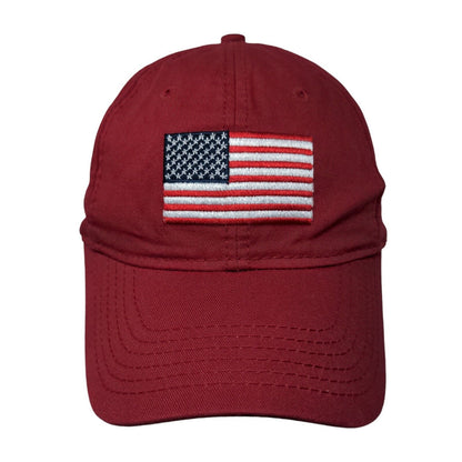 American Flag Slideback Hat Red No Size Adjustable Embroidered Patriotic Cotton