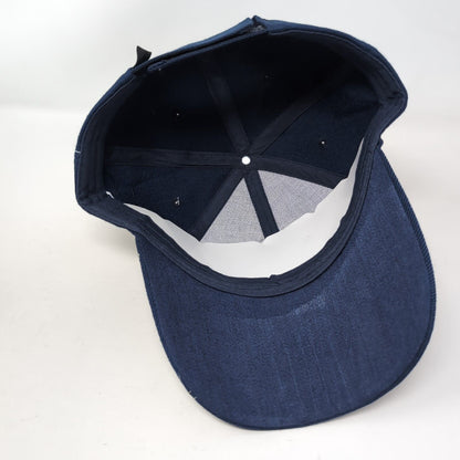 Panama Strapback Hat Blue One Size Adjustable Embroidered 6 Panel Mega Sport