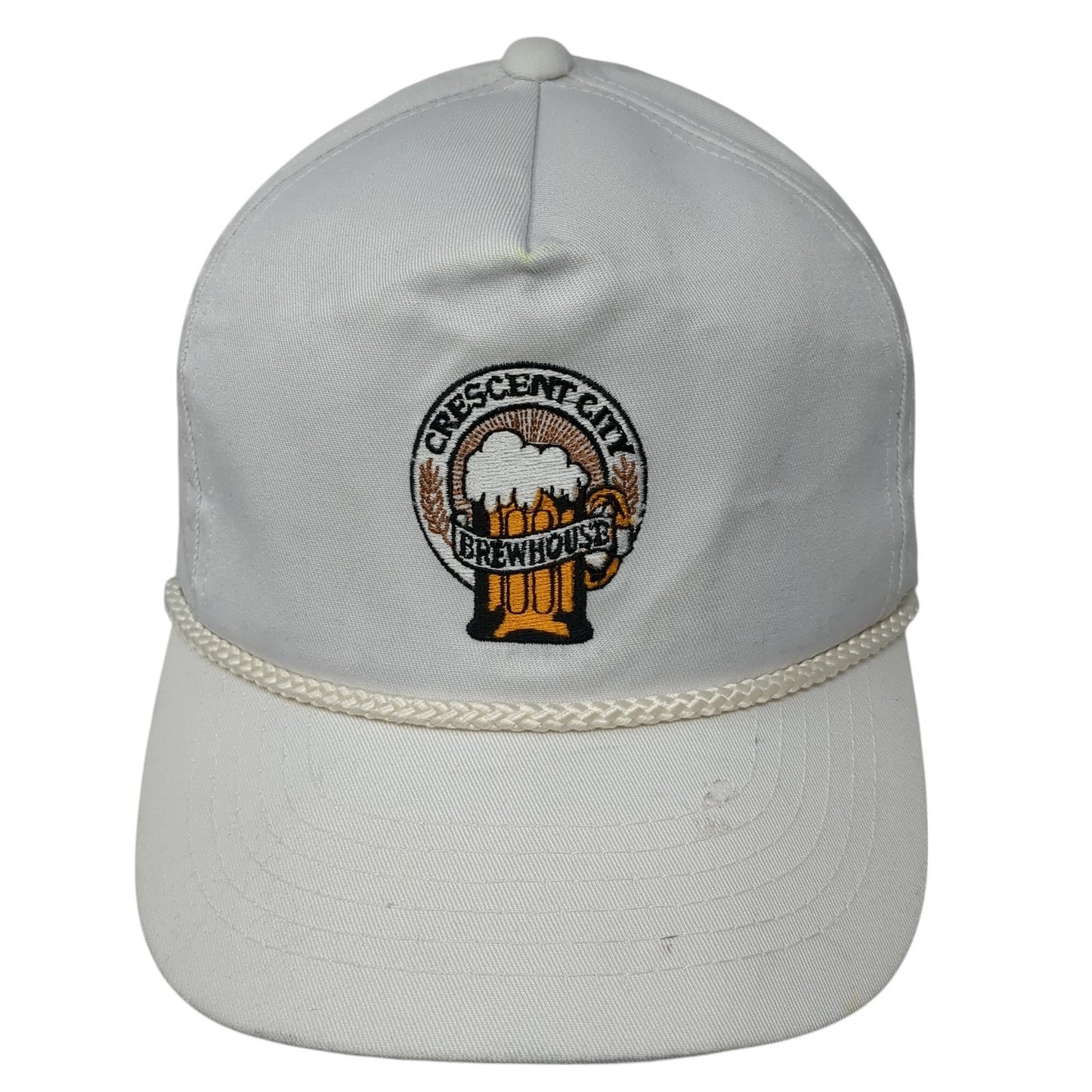 Crescent City Snapback Hat White One Size Adjustable Embroidered Rope Young An