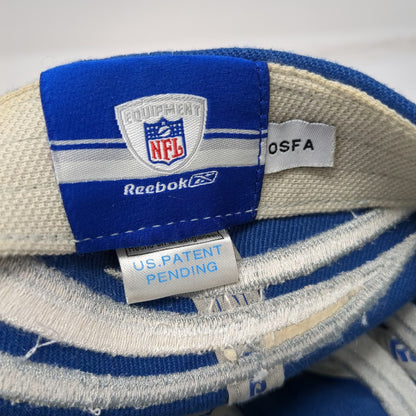 Reebok NFL Indianapolis Colts Blue White Silver Hat One Size Stretch Fit Stripes