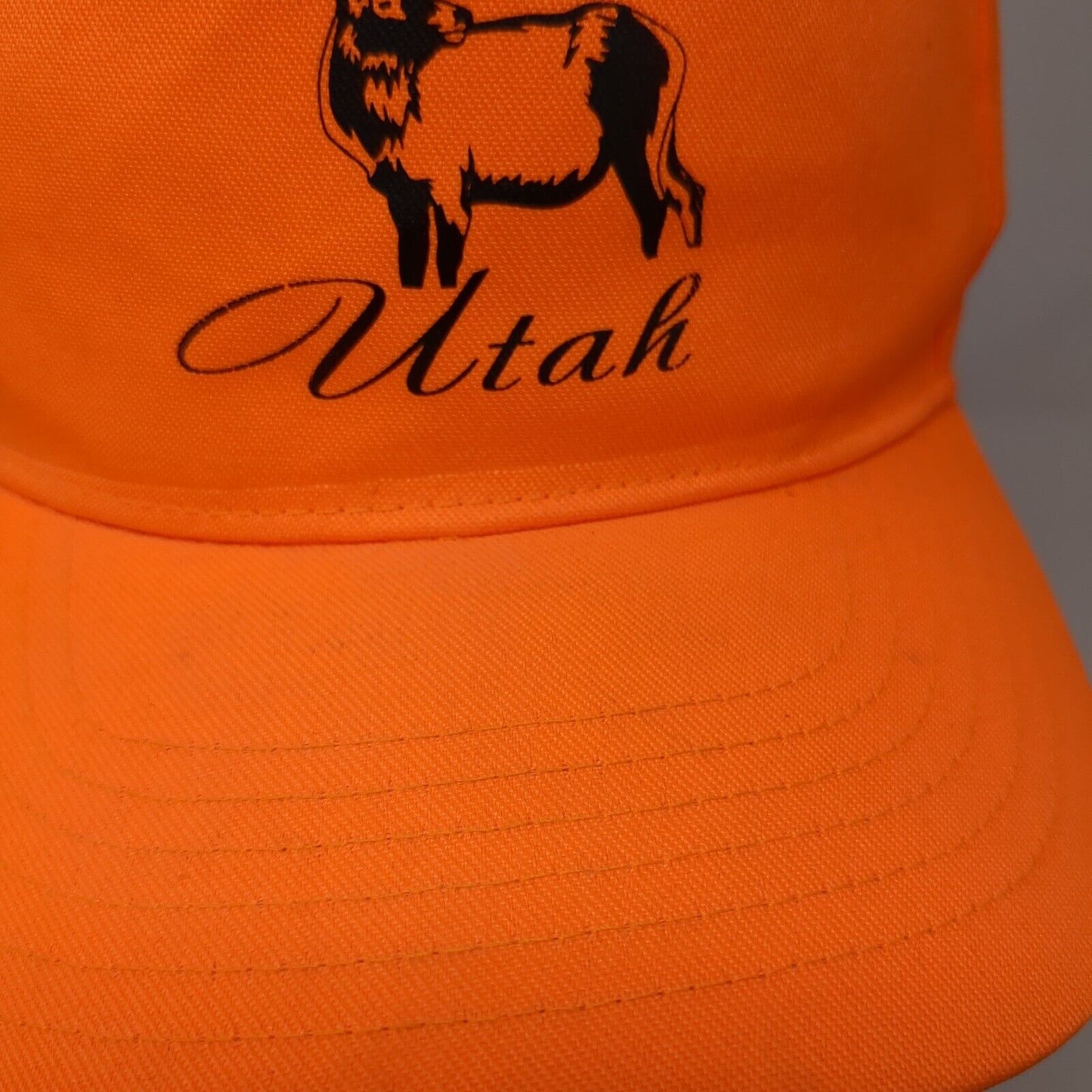 Utah Strapback Hat Orange OSFA Adjustable Graphic Print Vented Holes Polyester