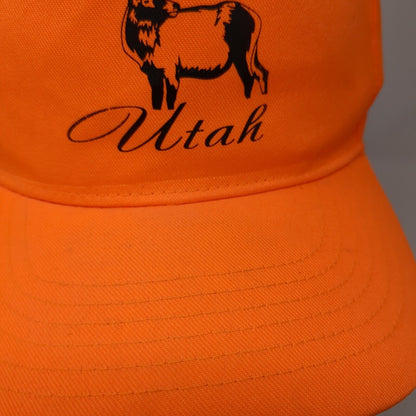 Utah Strapback Hat Orange OSFA Adjustable Graphic Print Vented Holes Polyester