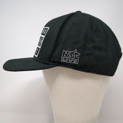 Nitro Circus Snapback Hat Black One Size Flat Brim Wool Blend Warning Logo