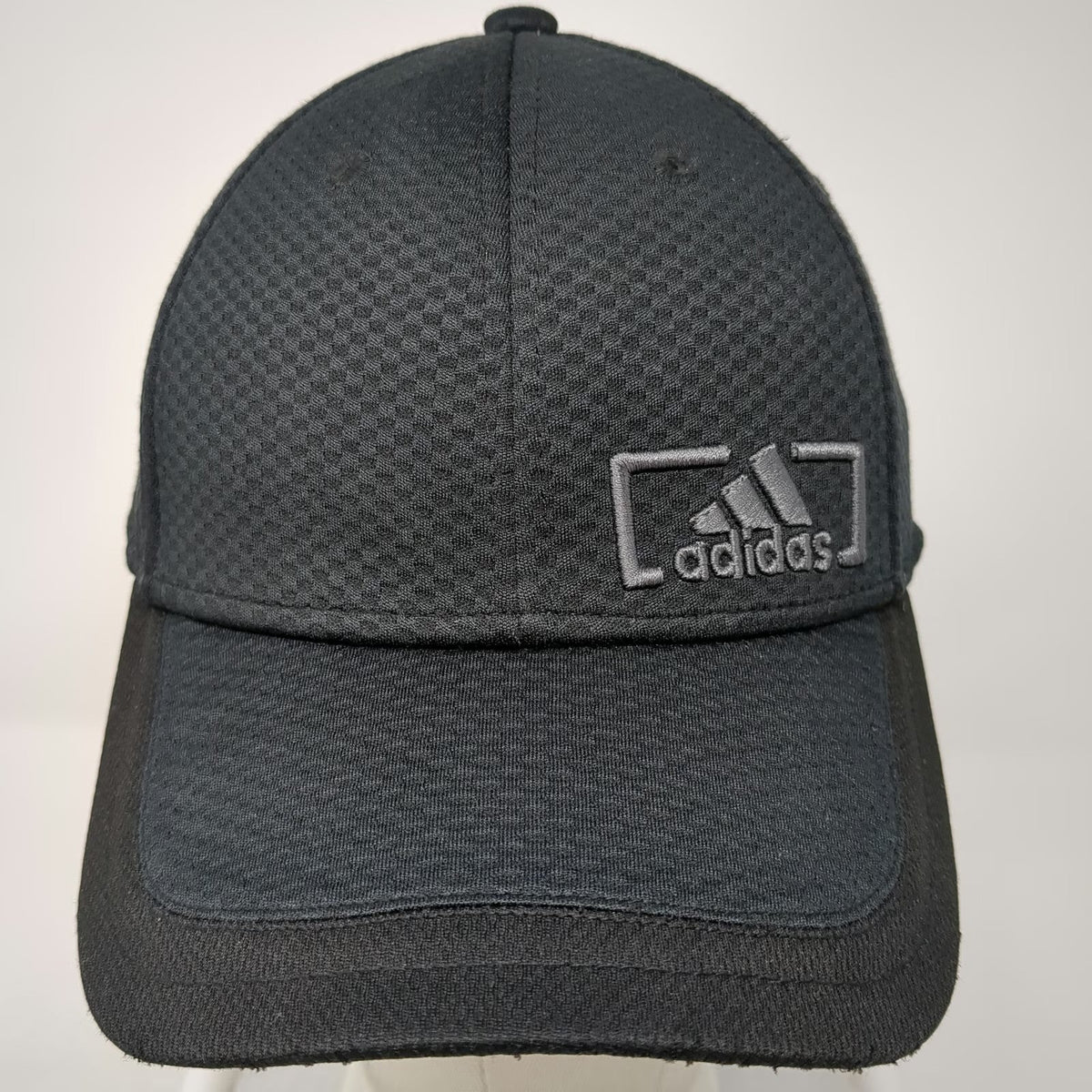 Adidas Baseball Cap Black M Fitted Mesh A-Flex Gray Stretch Fit Logo Hat