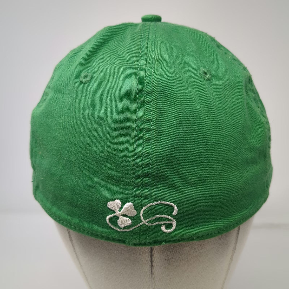 Falcon Baseball Cap White Green One Size Distressed Irish Shamrock Frayed Hat